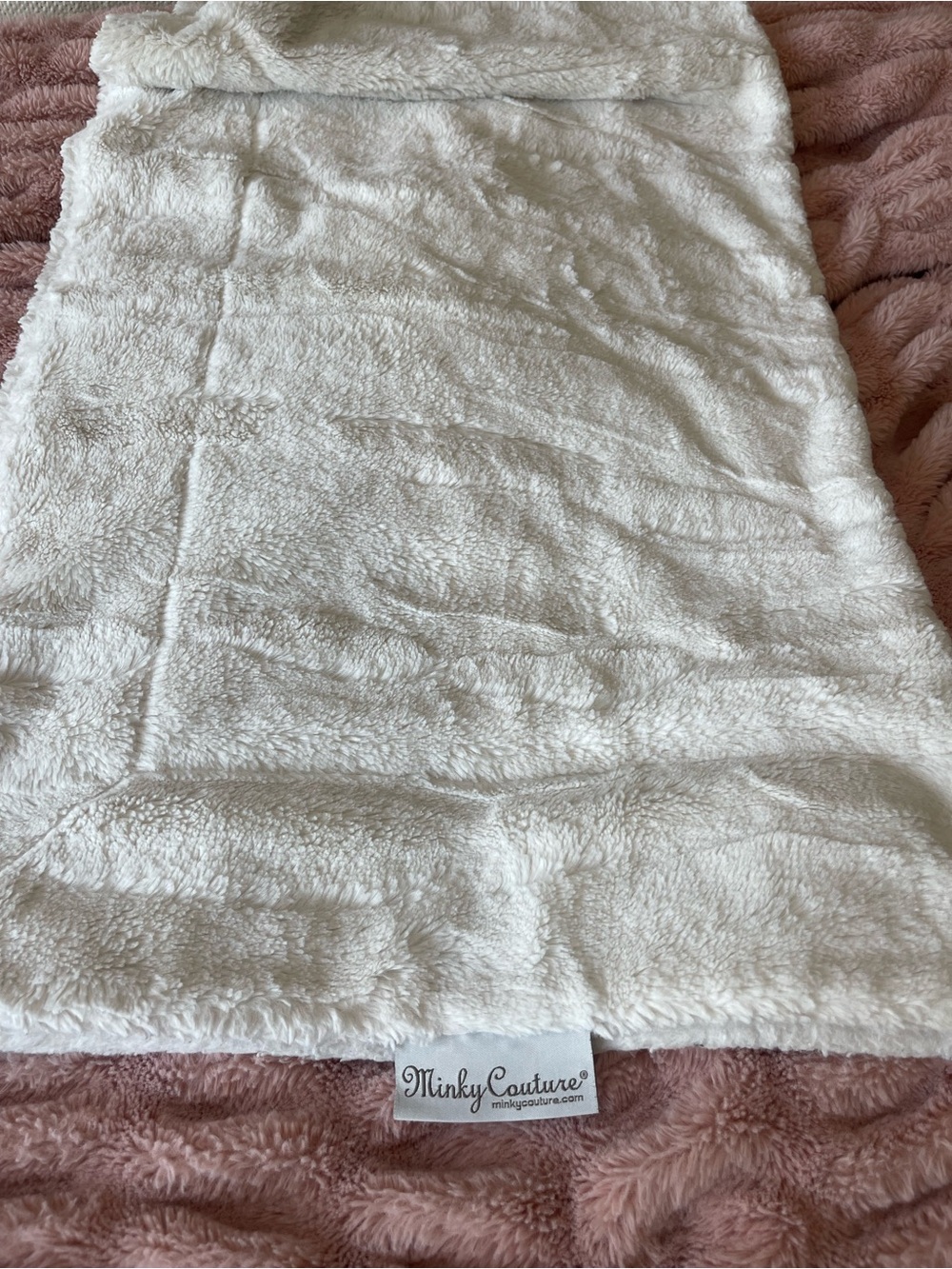 Minky Couture Plush White Faux Fur Throw Blanket